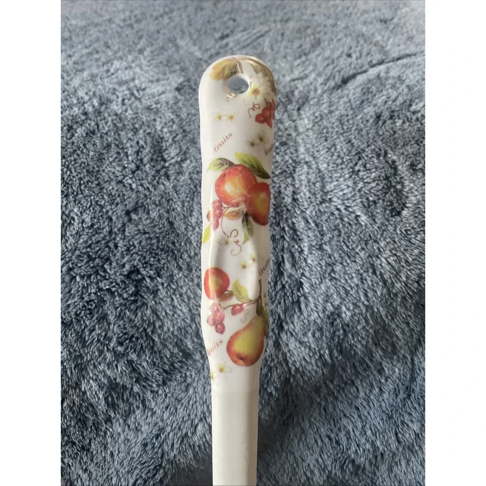 Vintage White Fruit Design MELAMINE WARE‎ SLOTTED SPATULA & SERVING SPOON